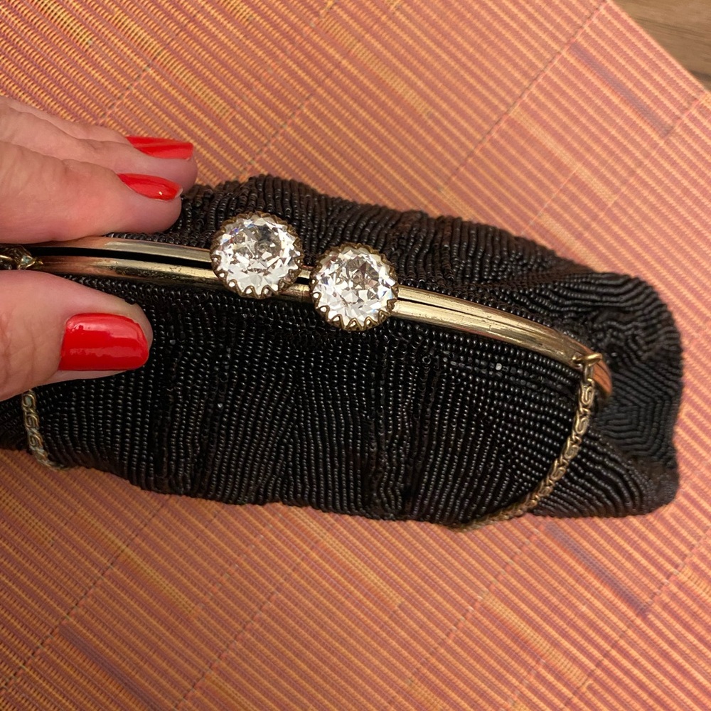 Vintage beaded black clutch
